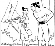 Coloriage Mulan déguisée en un homme