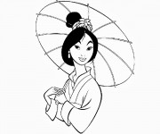 Coloriage et dessins gratuit Mulan disney à imprimer