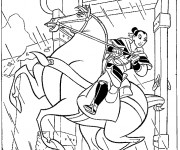 Coloriage Mulan en combat
