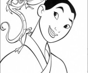 Coloriage et dessins gratuit Mulan et Mushu à imprimer