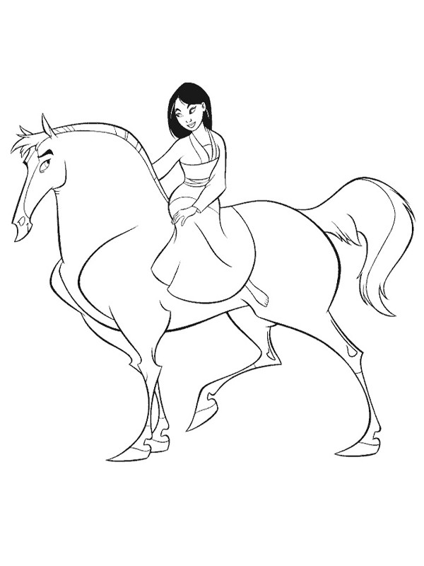Coloriage Mulan et son cheval dessin gratuit à imprimer