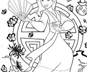 Coloriage Mulan la guerrière princesse