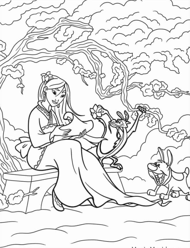 Coloriage et dessins gratuits Mulan, Mushu et son petit frère à imprimer