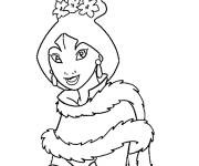 Coloriage Mulan porte un monteau