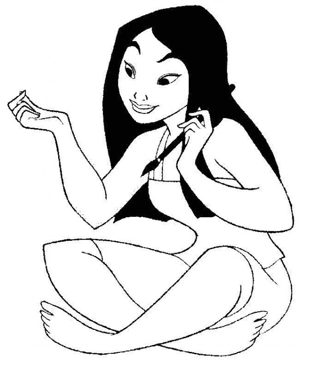 Coloriage et dessins gratuits Mulan se prépare pour écrire à imprimer