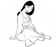 Coloriage Mulan simple &agrave; colorier