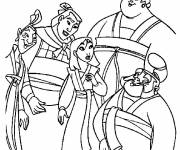Coloriage Mulan surprise par ses amis