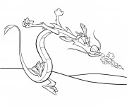 Coloriage Mushu souffle des flammes