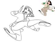 Coloriage Pose de combat Mulan