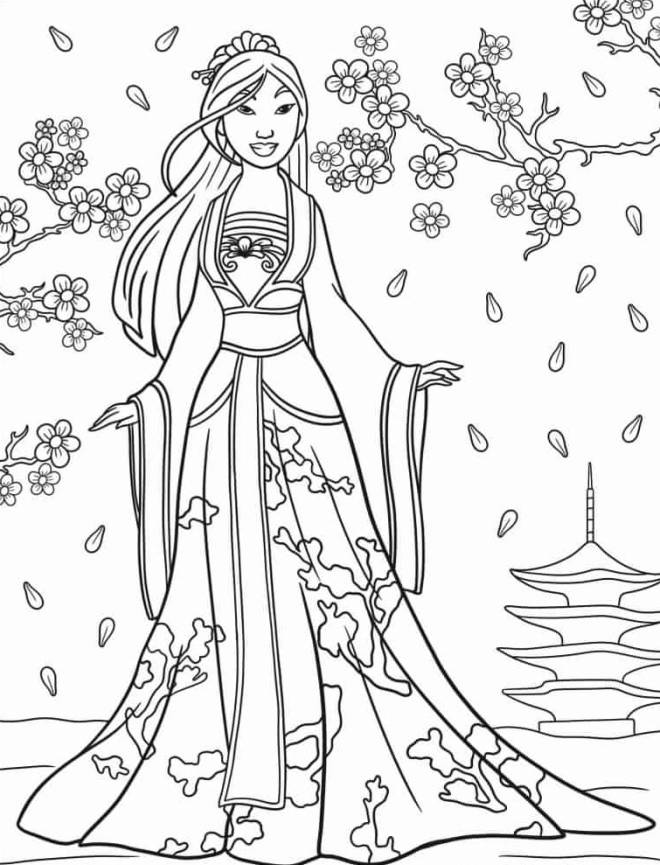 Coloriage et dessins gratuits Princesse Mulan à imprimer