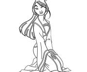 Coloriage Princesse Mulan assise 