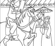 Coloriage Princesse Mulan dans le village