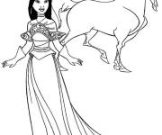 Coloriage Princesse Mulan en toute beaut&eacute; avec khan