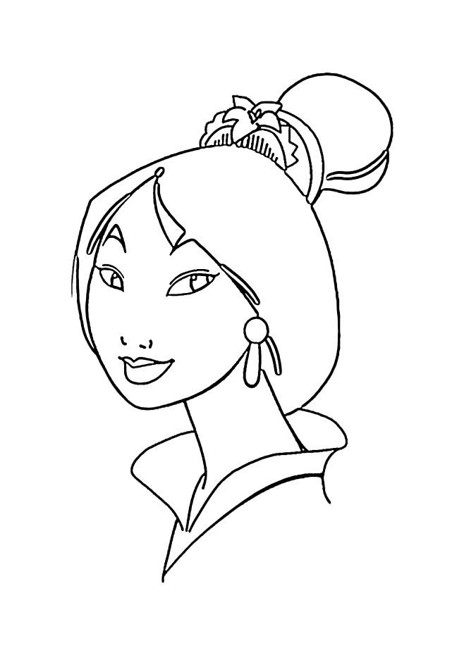 Coloriage et dessins gratuits Visage de la princesse chinoise Mulan à imprimer