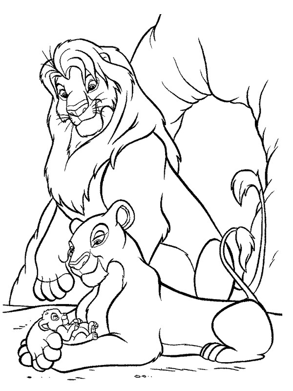 Coloriage Nala et Simba dessin gratuit à imprimer