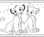 Coloriage Les lionceaux simple