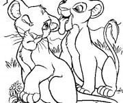 Coloriage Les petis lions Disney