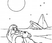 Coloriage et dessins gratuit Nala et Le roi lion regardent les étoiles à imprimer