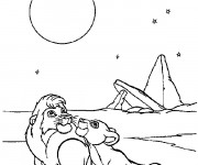 Coloriage Nala et Le roi lion regardent les étoiles