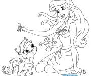 Coloriage Princesse Ariel et treasure