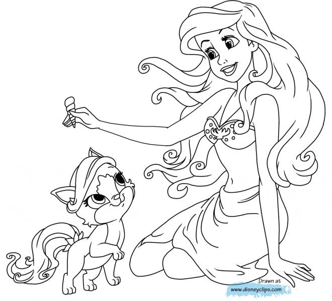 Coloriage et dessins gratuits Princesse Ariel et treasure à imprimer