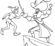 Coloriage Peter Pan combat Capitain Crochet