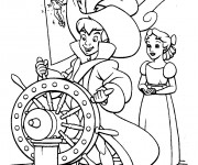 Coloriage Peter Pan conduit le bateau pirate