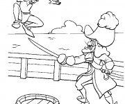 Coloriage Peter Pan dans la bateau pirate