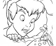 Coloriage Peter Pan discute avec Clochette