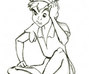 Coloriage Peter Pan entrain de r&eacute;fl&eacute;chir