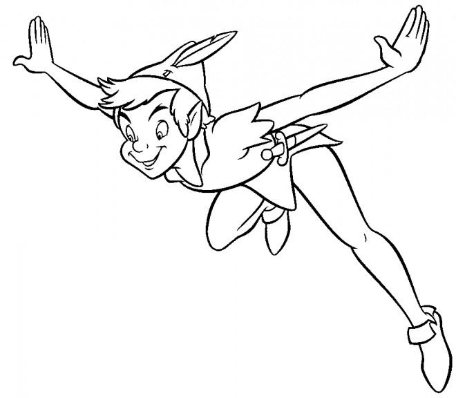 Coloriage Peter Pan entrain de voler dessin gratuit à imprimer