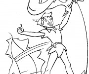 Coloriage Peter Pan vainquant