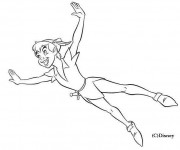 Coloriage Peter Pan vole de joie