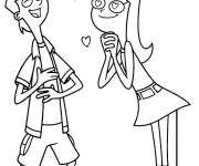 Coloriage Candace amoureuse de Jeremy