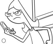 Coloriage Candace en col&egrave;re au t&eacute;l&eacute;phone