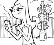Coloriage Candace essaie d'espionner Phineas et Ferb