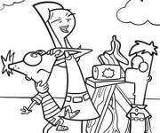 Coloriage Candace surprend Phineas et Ferb