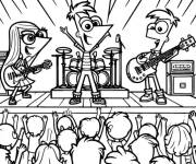 Coloriage Concert de la bande de Phineas et Ferb