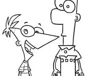 Coloriage Deux fr&egrave;res dr&ocirc;les Phineas et Ferb