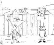 Coloriage Deux fr&egrave;res protagonistes Phineas et Ferb
