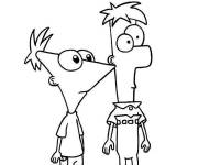 Coloriage Deux gar&ccedil;ons adorables Phineas et Ferb