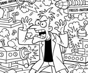 Coloriage Doofenshmirtz dans le laboratoire explosif