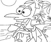 Coloriage Dr Doofenshmirtz sur la plage