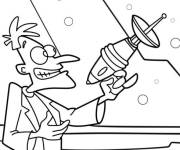 Coloriage Dr. Doofenshmirtz tenant son nouveau arme