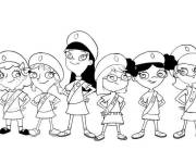 Coloriage Equipe des filles de Phineas et Ferb