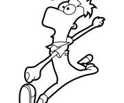 Coloriage Ferb en sautant
