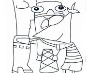 Coloriage Ferb et Phineas en c&acirc;lin avec Perry
