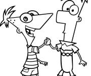 Coloriage Fr&egrave;res Phineas et Ferb en &eacute;quipe