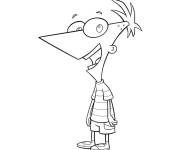 Coloriage et dessins gratuit H&eacute;ros mignon de dessin anim&eacute; Phineas et Ferb à imprimer
