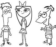 Coloriage Isabella, Phineas et Feb